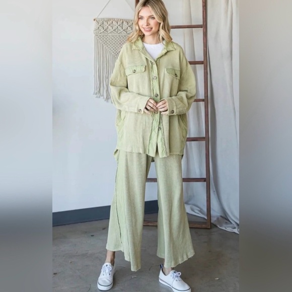 New Oli & Hali Wide Leg Pants ~ Sage Green - Picture 4 of 13